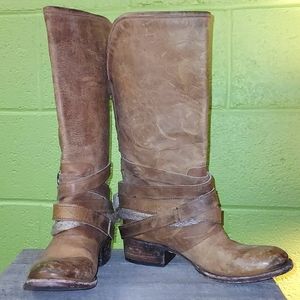 Freebird-drove, leather, tan boots.  Size 7